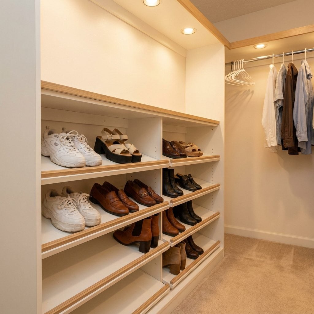 Built-In Angled Shoe Shelves That Displayed Your Collection Like a Store