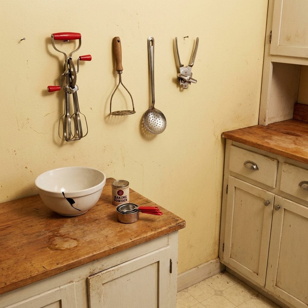 The Manual Eggbeater Hanging on Its Hook, Ready for Sunday Cake