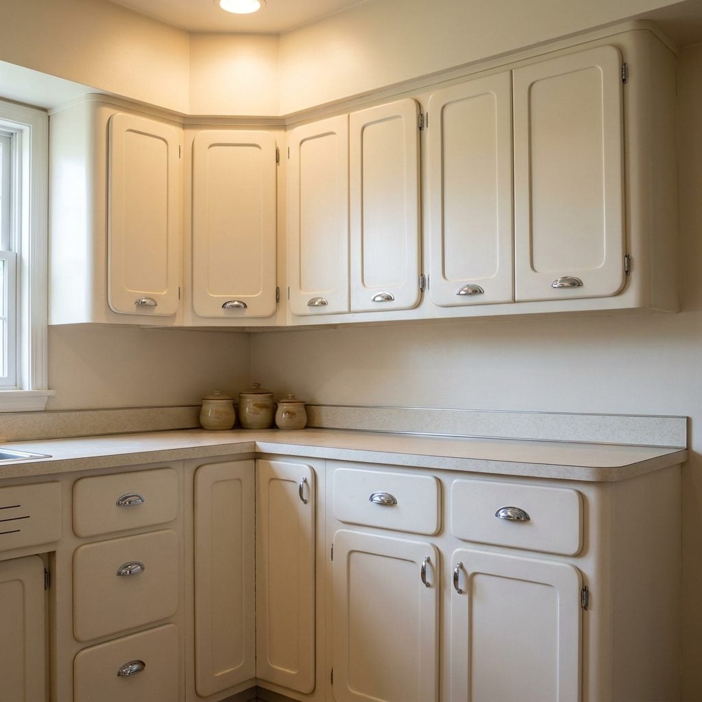 Rounded Cabinet Edges and Small Chrome Pulls That Were Pure Streamline Moderne