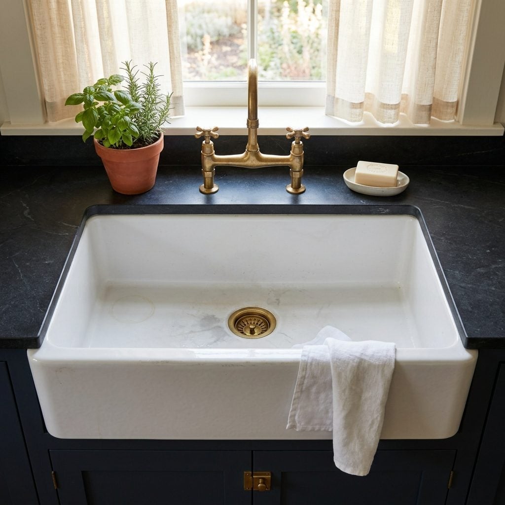 That Deep Farmhouse Sink Has a Stain Map You Could Read Like a Novel