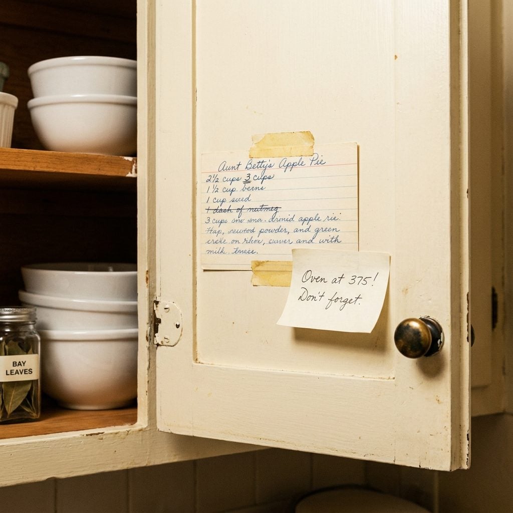 There's a Recipe Taped Inside a Cabinet Door and Nobody Remembers Who Wrote It