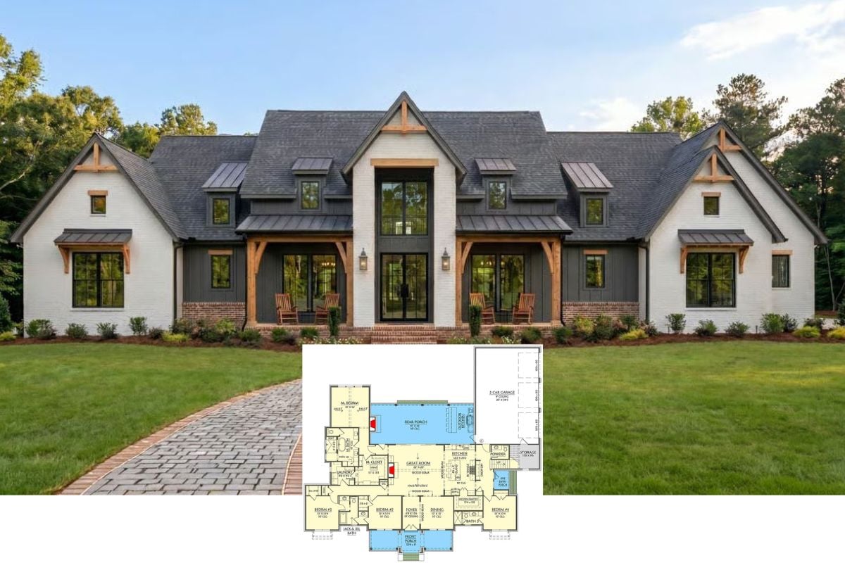 4-Bedroom Modern Farmhouse with Bonus Room and Jack & Jill Bath (Floor Plan)