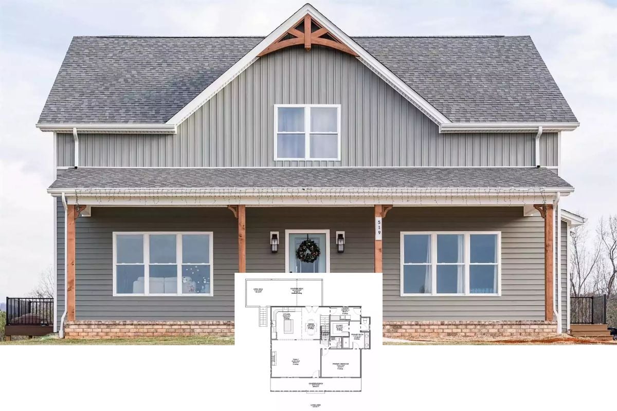 Craftsman-Style Silverwood Trail Home with 4 Bedrooms and a Covered Front Porch (Floor Plan)