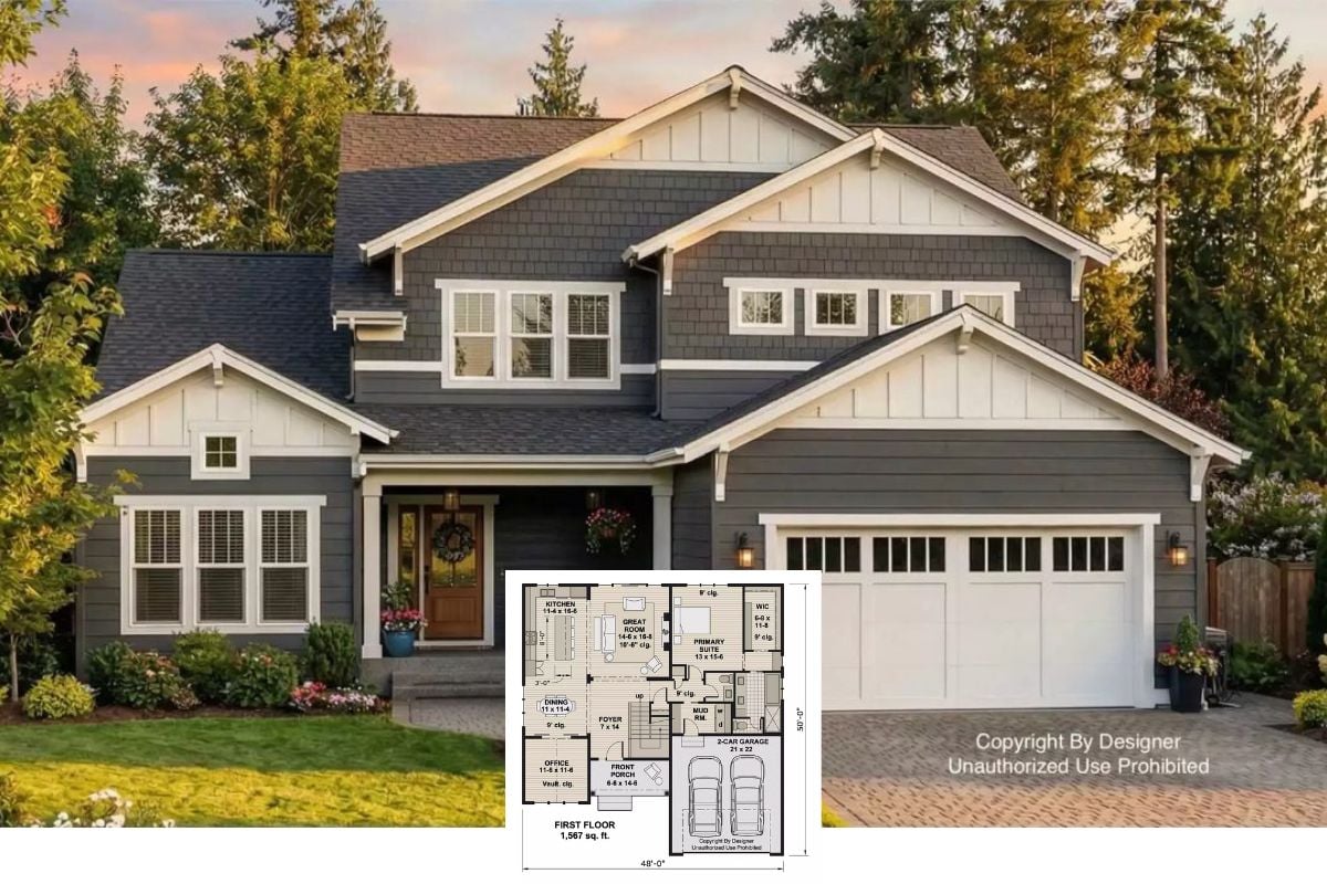 4-Bedroom Traditional-Style Honeycrest Home with Loft and Balcony (Floor Plan)