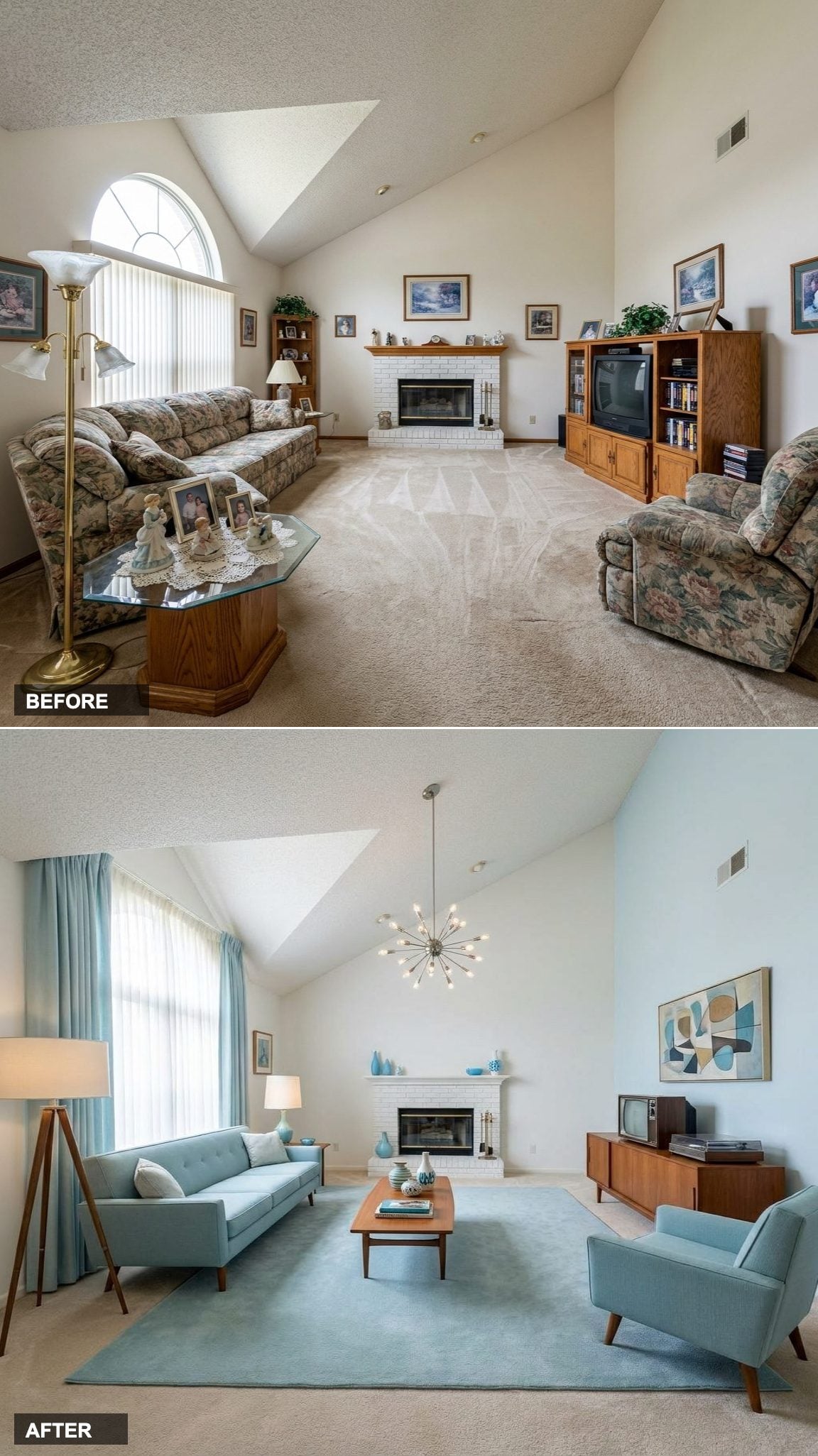 Golden Age Hollywood Regency with Ivory Boucle and Mirrored Accents