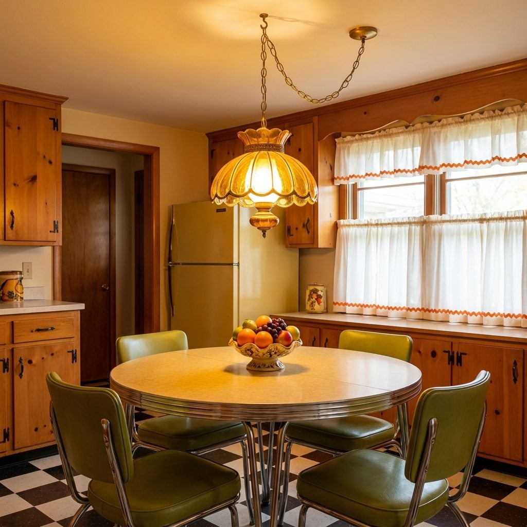 Swag Lamps That Hung Dangerously Low Over the Kitchen Table