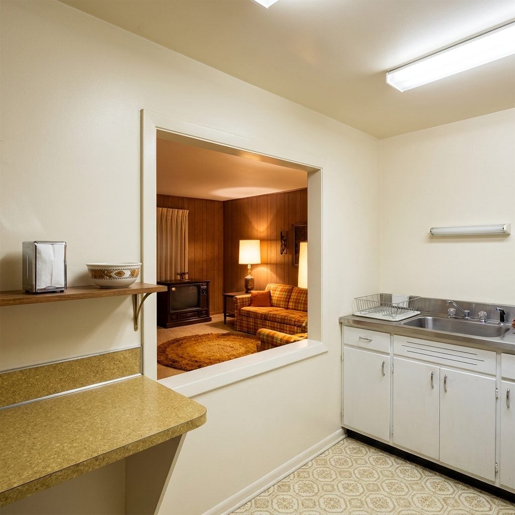 Pass-Through Windows Between the Kitchen and Living Room That Made the Cook Feel Like a Short-Order Staff Member