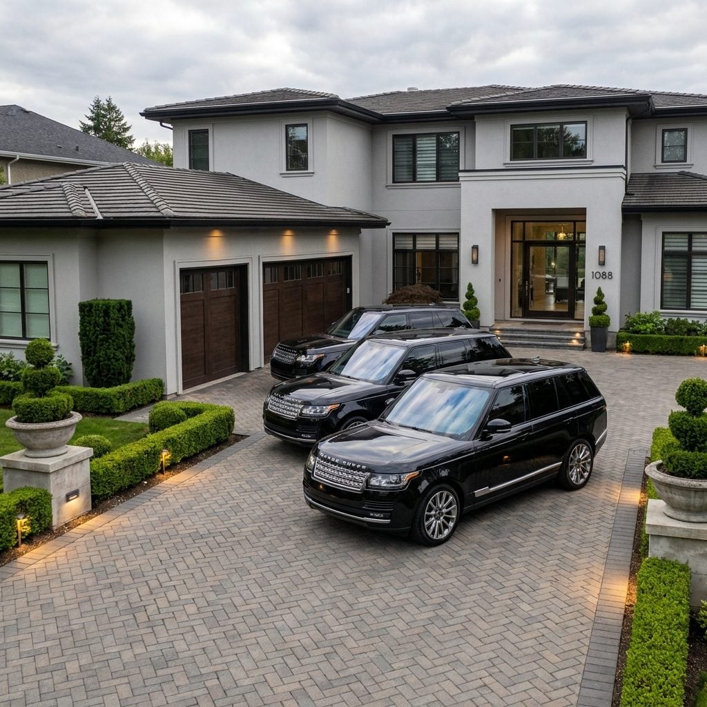 The Driveway Has Three Identical SUVs and They're All the Same Shade of Black
