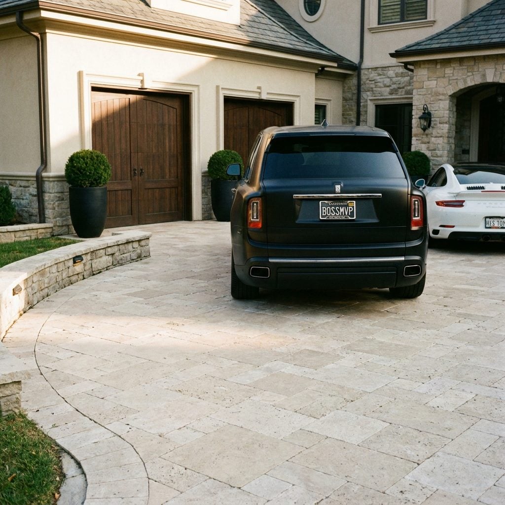 Every Car in the Driveway Wears a Vanity Plate Like a Name Tag at a Networking Event