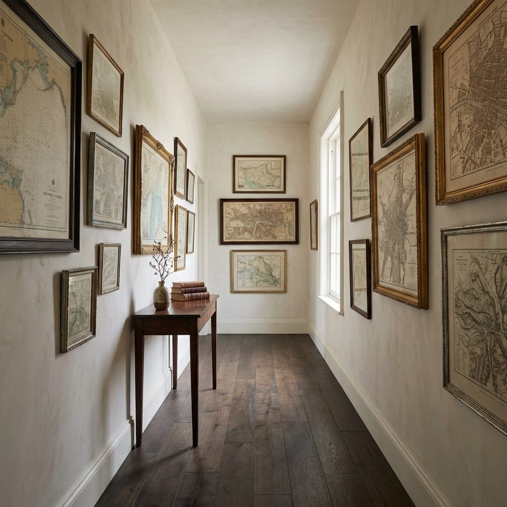 Hallways Hung With Maps of Places the Family Has Actually Been