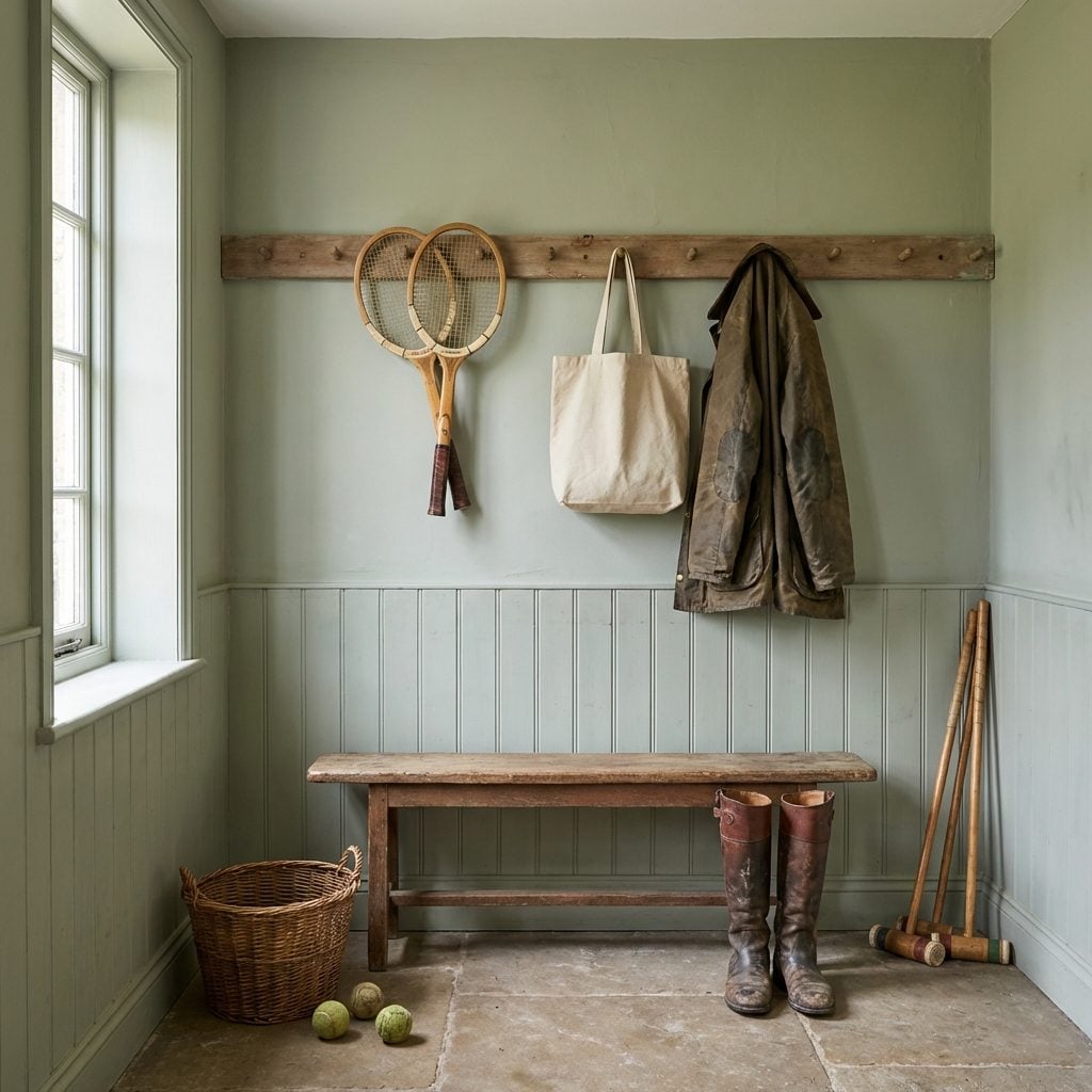 Wooden Tennis Rackets in the Mudroom That Are Not Decorative