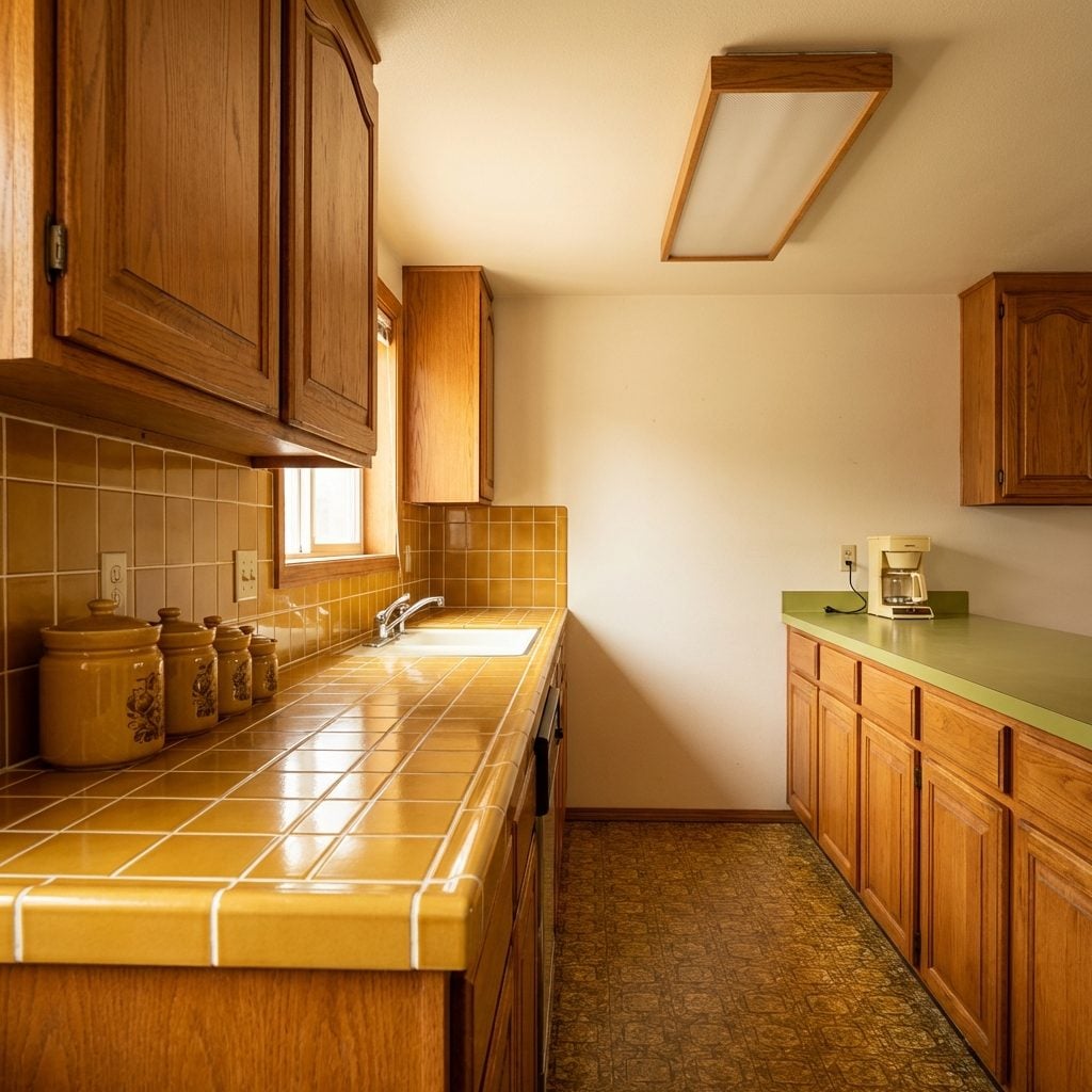 Ceramic Tile Countertops in Harvest Gold or Avocado Green
