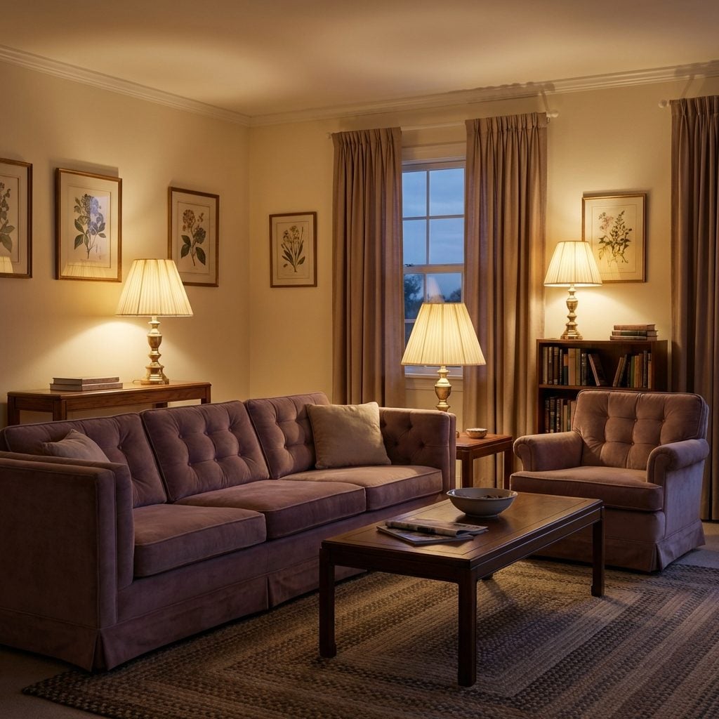 Warm, Yellow-Toned Light From Table Lamps Instead of Overhead Fixtures