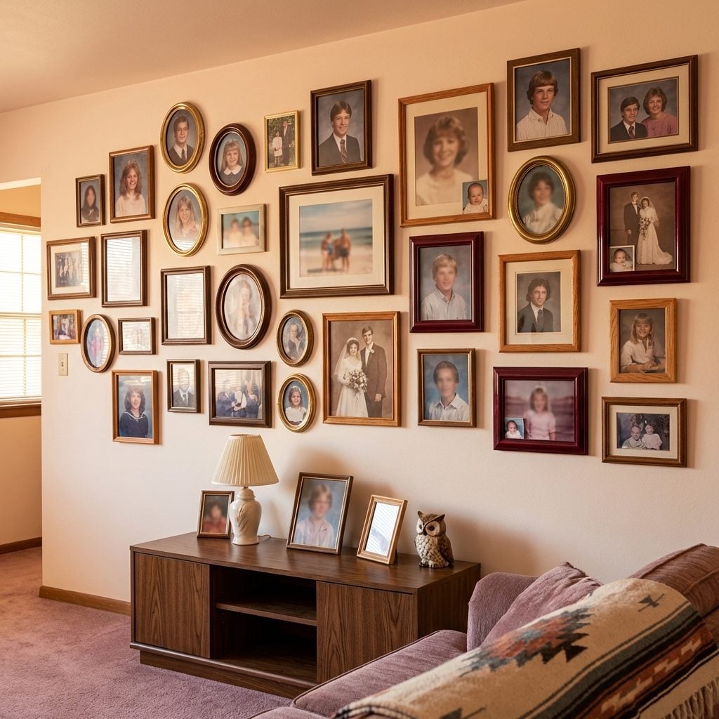 Family Photos Displayed in Mismatched Frames