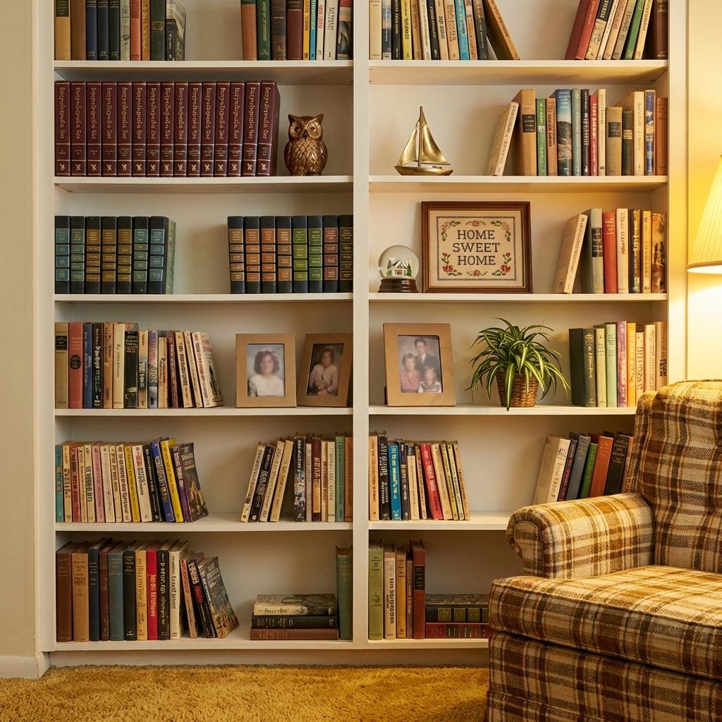 Built-In Bookshelves Stuffed Completely Full of Real Books and Actual Knickknacks