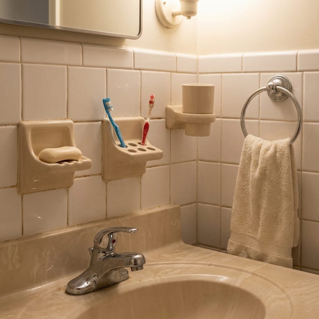 Built-In Soap Dishes and Toothbrush Holders Mortared Right Into the Wall