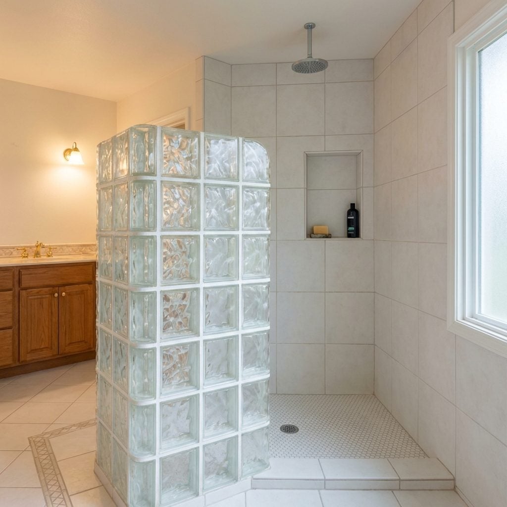 The Separate Shower With a Glass Block Wall as Its Statement Feature