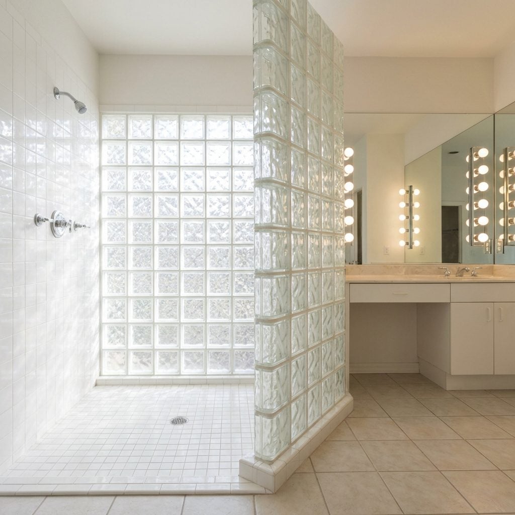 Glass Block Shower Walls That Filled the Whole Room With Soft Light