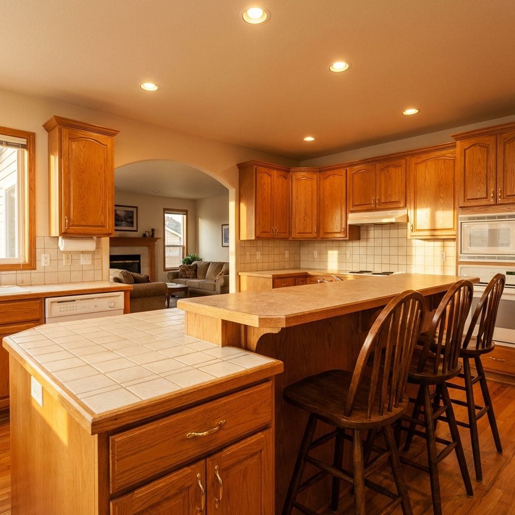 The Breakfast Bar With a Raised Tier (Where No Adult Could Comfortably Sit)
