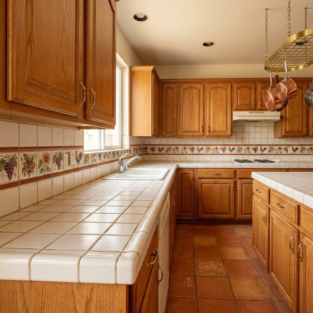 Ceramic Tile Countertops with Those Little Decorative Border Tiles