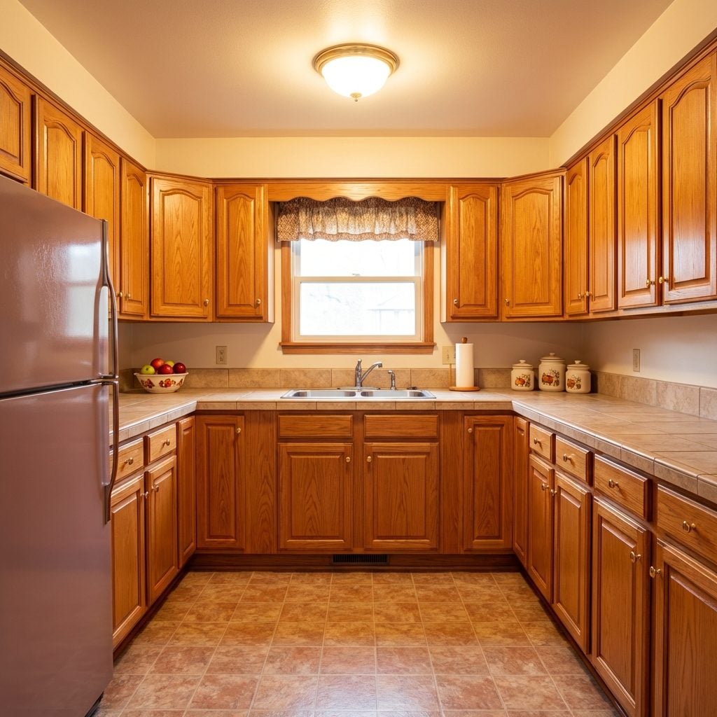 Solid Oak Cabinets with Raised Panel Doors: The Default Setting of Every '90s Kitchen
