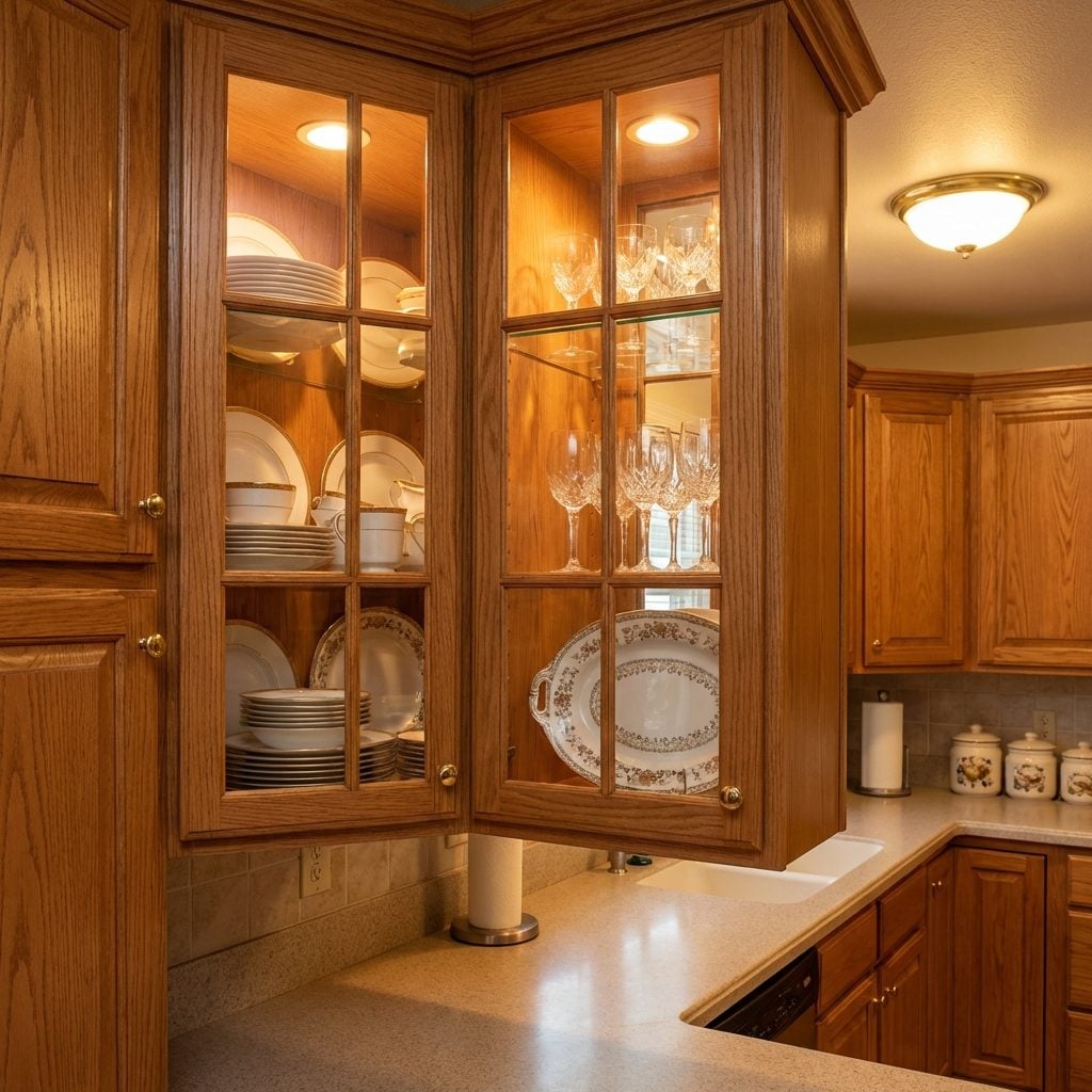 Glass-Front Display Cabinets with Little Interior Lights That Made Your Dishes Feel Famous