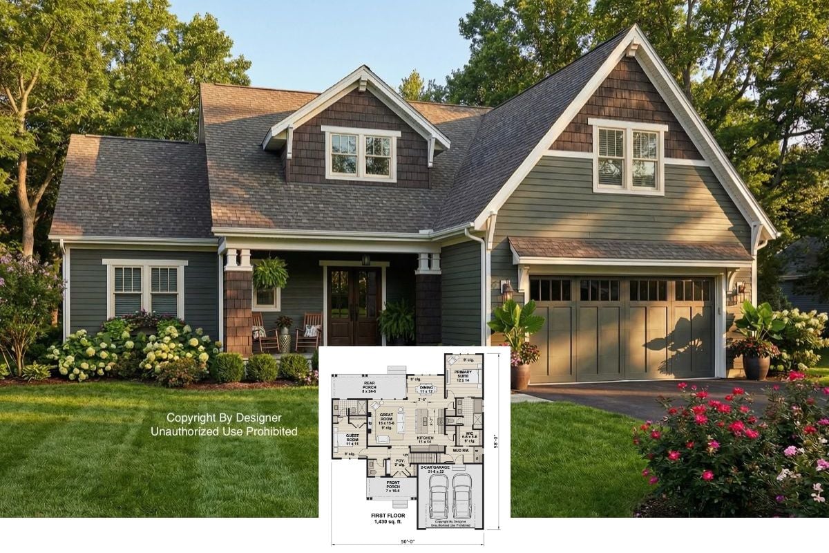 Circle Pines 5-Bedroom Craftsman Farmhouse with Loft and Bonus Room (Floor Plan)