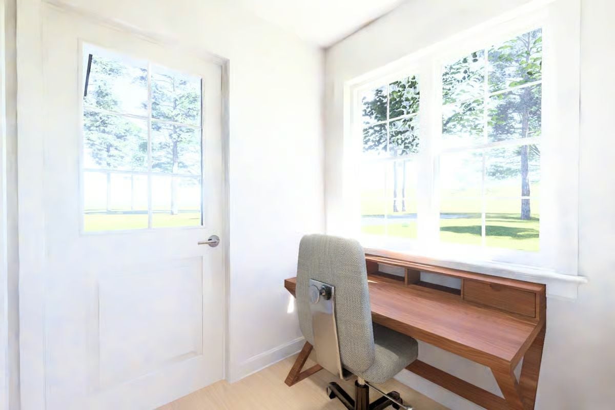Built-In Desk Faces the Window So You're Never Staring at a Wall