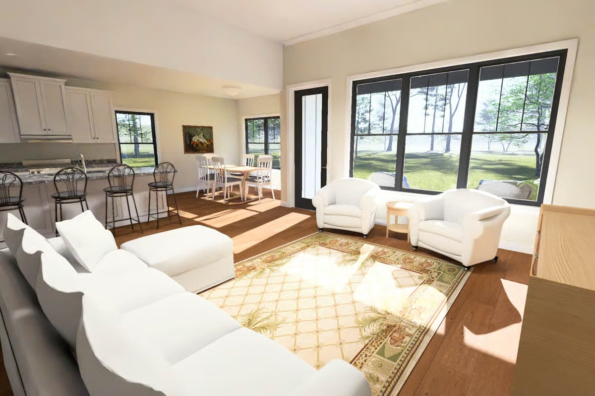 Sunlit Open Plan With a View Worth Orienting Your Furniture Toward