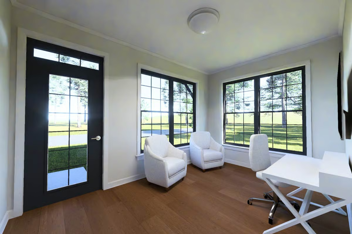 Black Frames and White Chairs Turn This Home Office Into a Study in Contrast