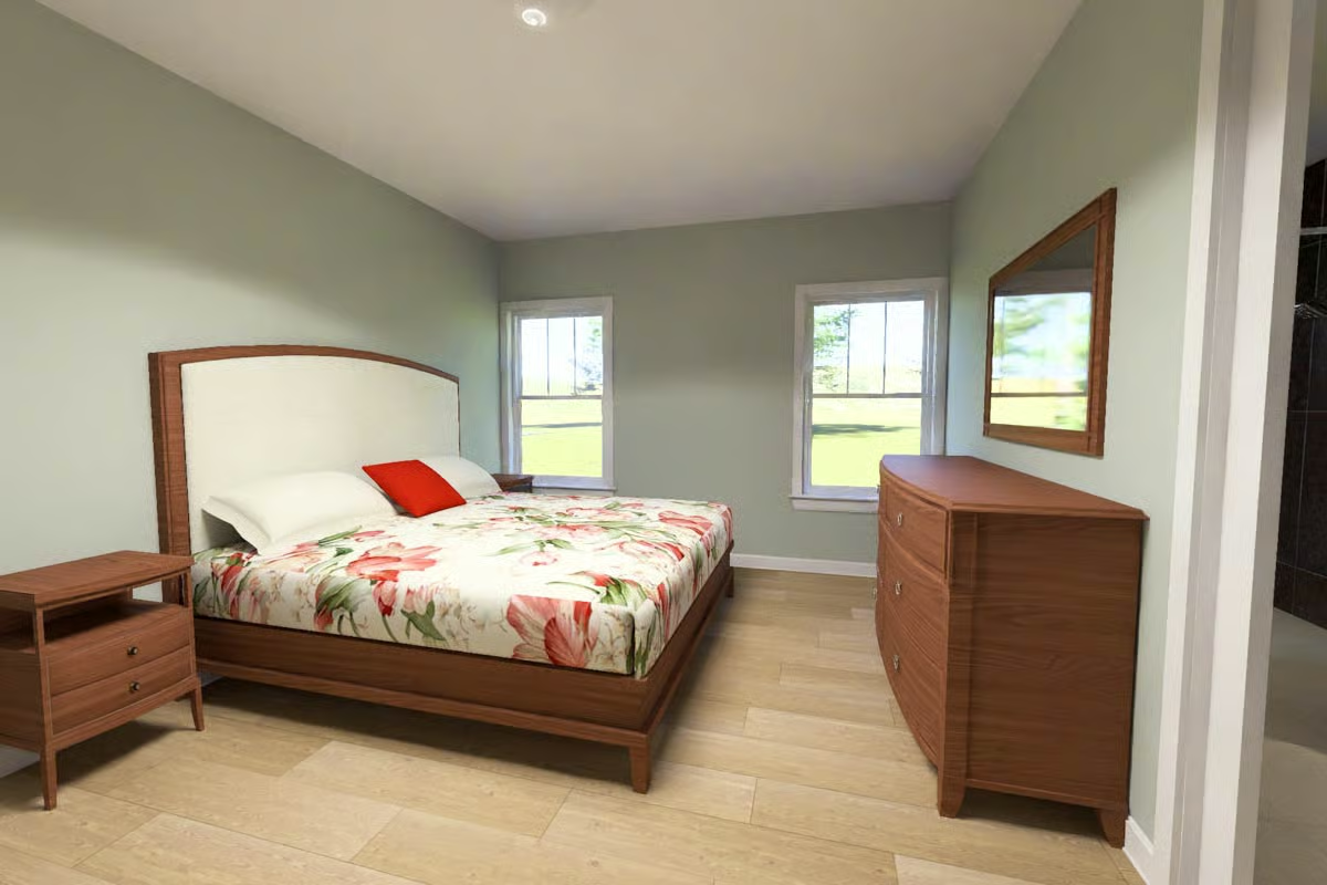 Walnut Bedroom Furniture and a Floral Duvet Make Surprisingly Good Partners