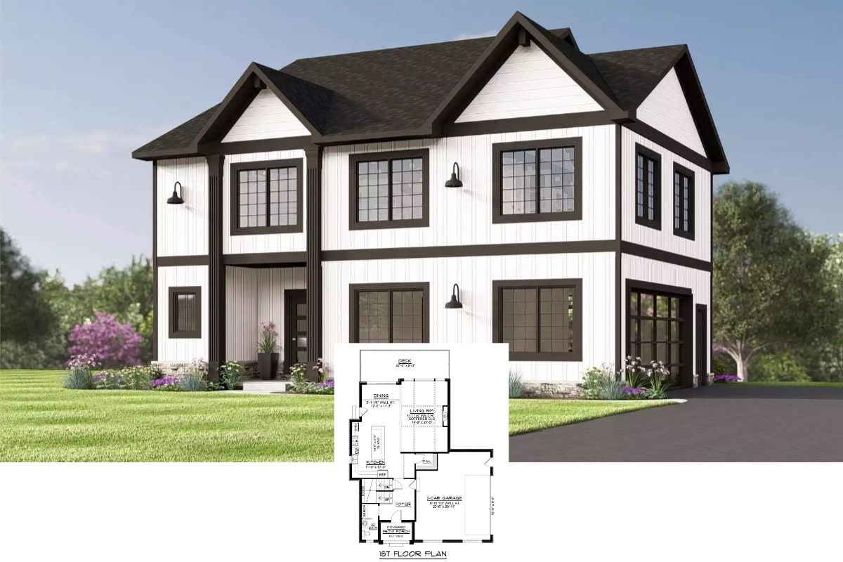 Modern Farmhouse-Style 6-Bedroom Whitehaven Gables with Flex Room and Walkout Basement (Floor Plan)