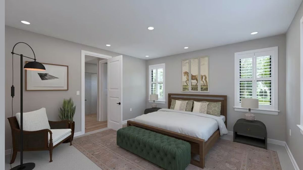 Green Bench, Horse Prints, and a Bedroom That Knows What It Is