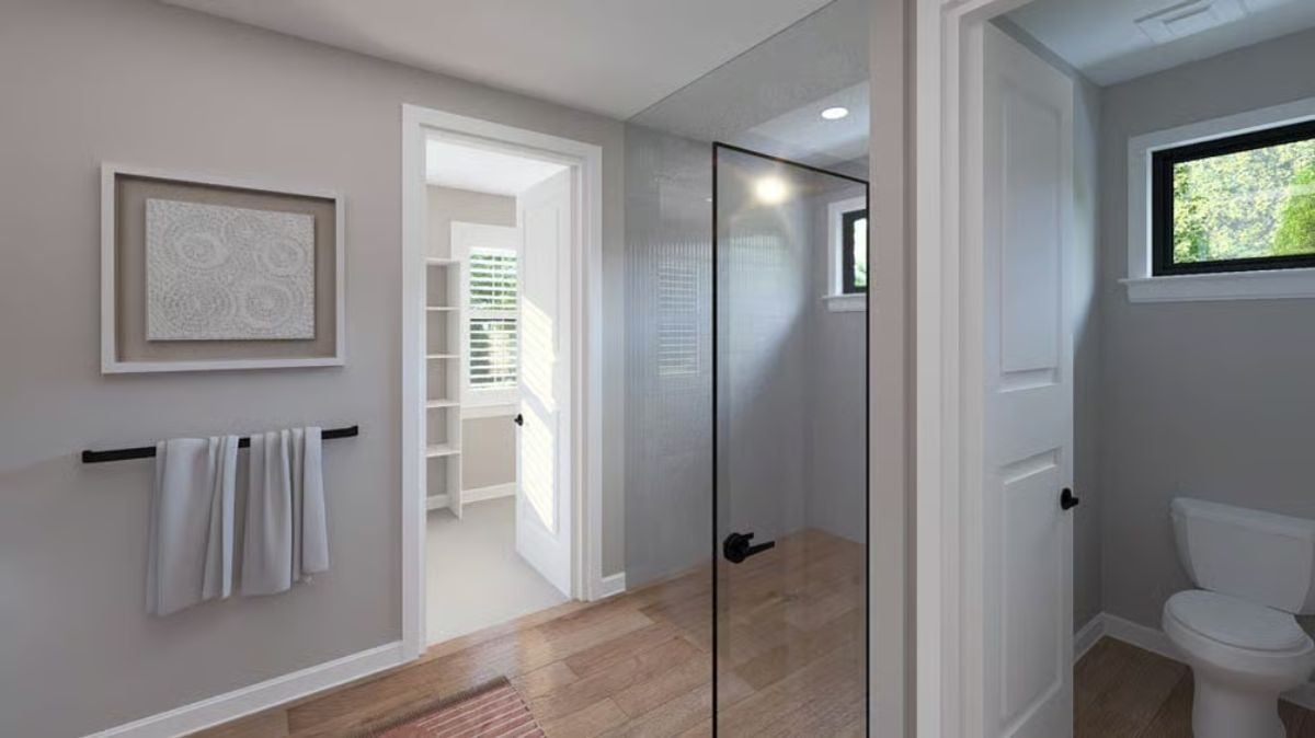 Frosted Glass Shower Door and a Walk-In Closet Worth the Square Footage