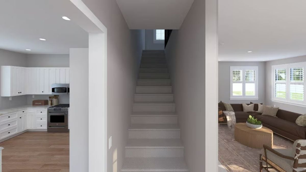 Staircase Corridor That Keeps Kitchen and Living Room Honest