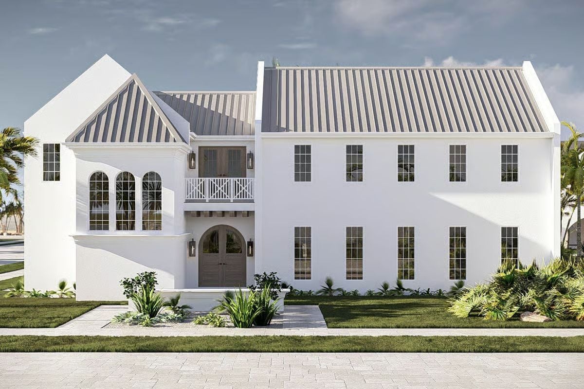 Coastal 4-Bedroom Contemporary-Style Home with Loft and Courtyard (Floor Plan)