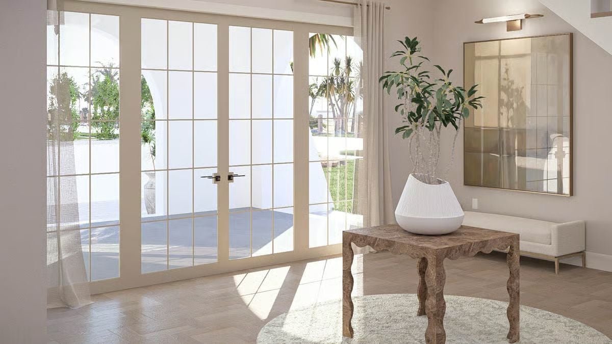 French Doors Flood This Coastal Entry with Natural Light