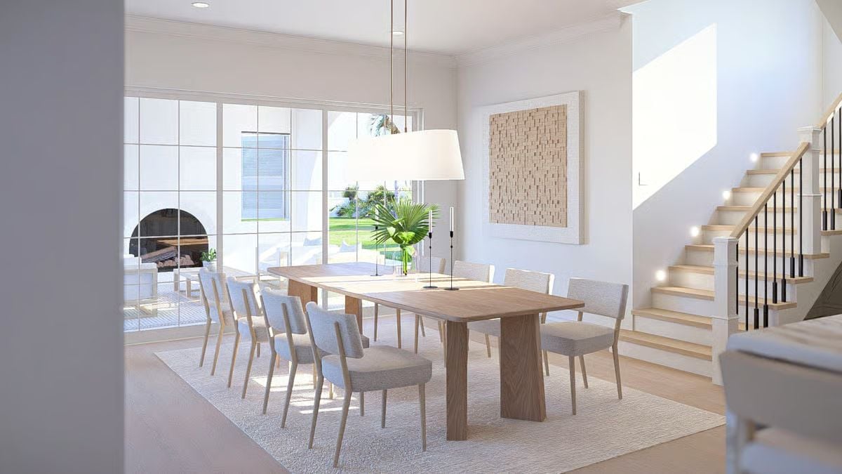 Bleached Oak and Linen Tones Set the Mood in This Dining Room