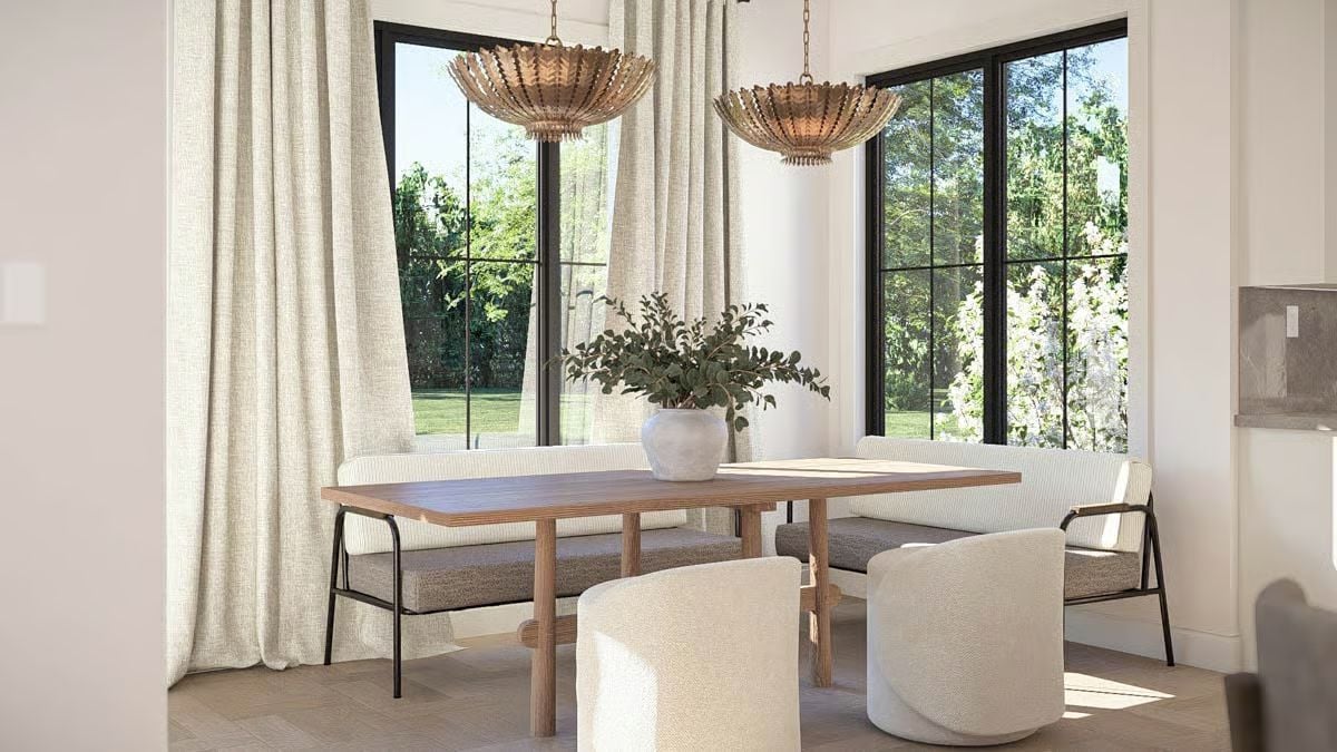 Fluted Gold Pendants and a Corner of Windows Worth Building Around