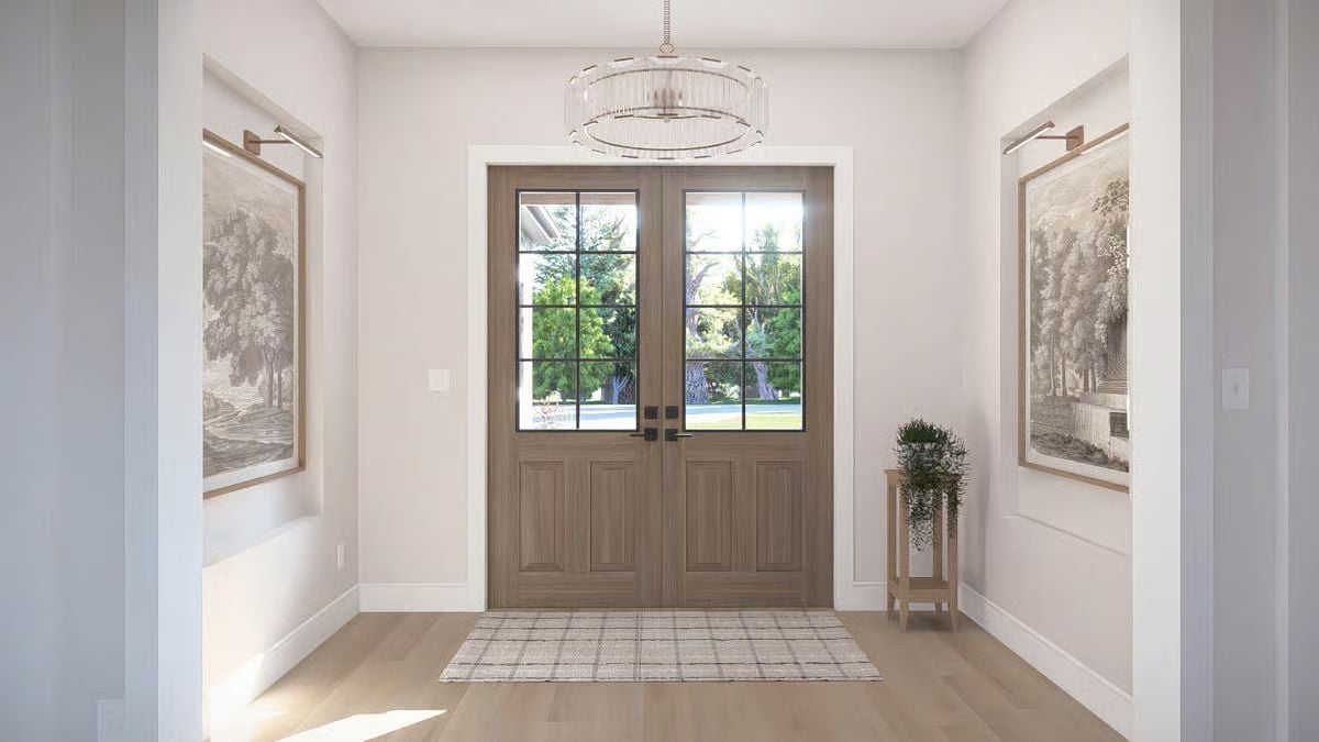 Warm Wood Double Doors Set the Tone for the Whole House