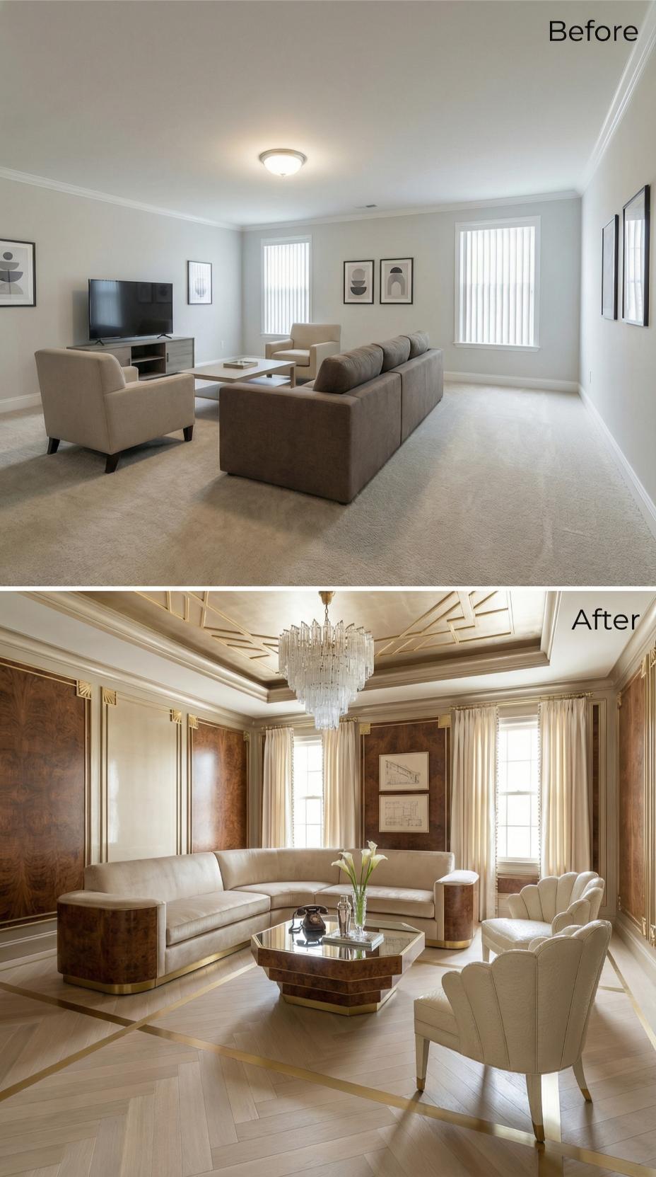 Burl Wood Panels and a Crystal Chandelier Buried the Builder-Grade Era