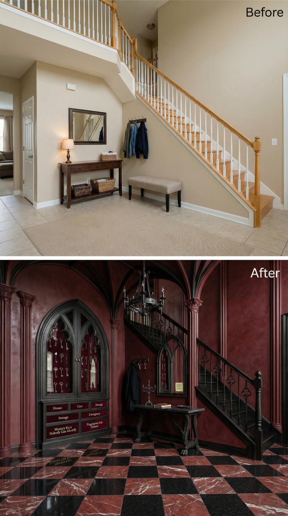 Crimson Plaster, Gothic Arches, and a Key Cabinet Labeled for Every Situation