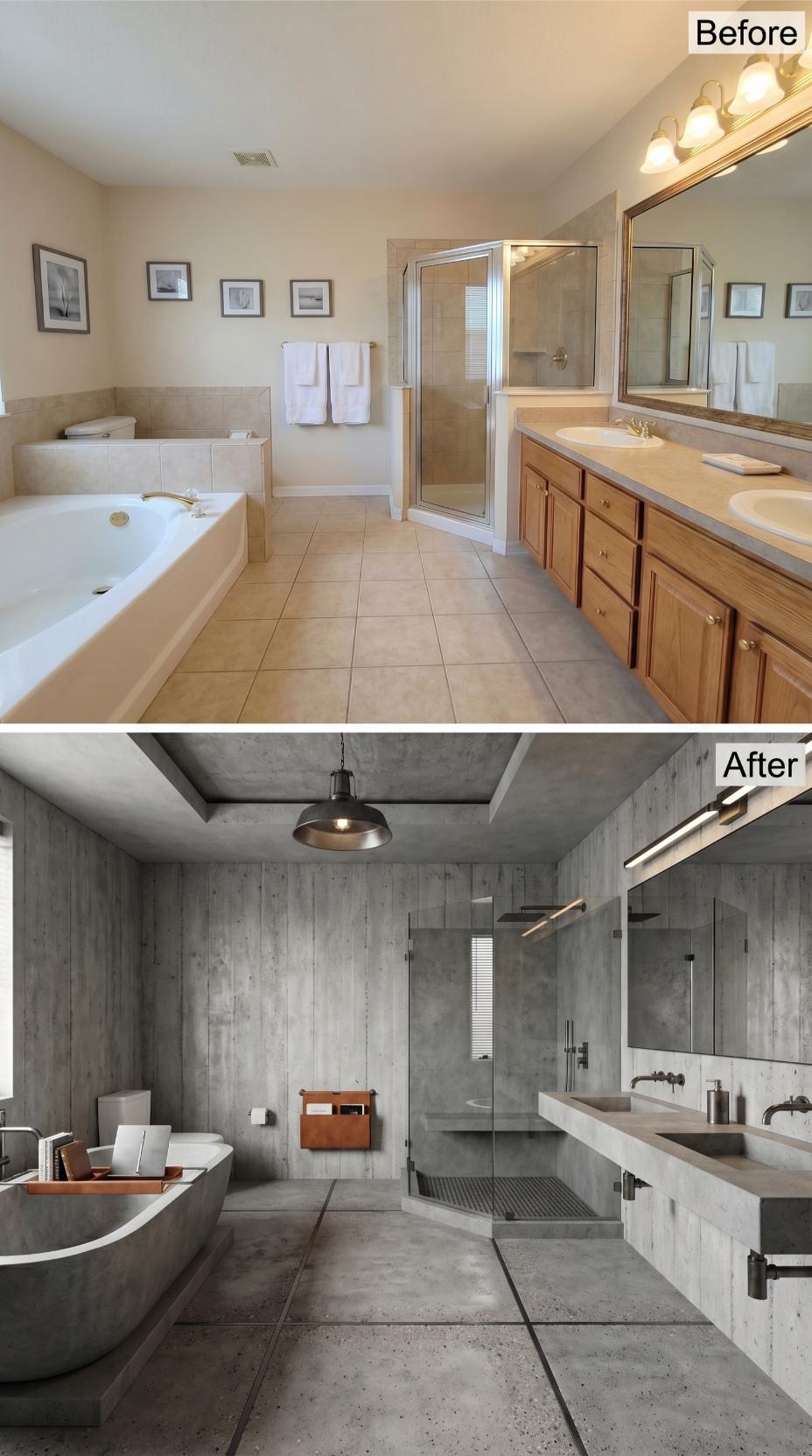 Concrete Everything, a Pendant Light That Means Business, and No More Honey-Oak Cabinets