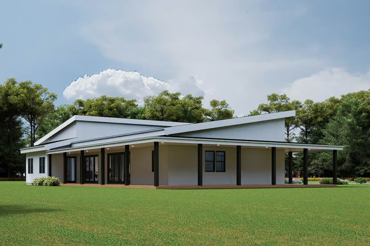 Wraparound Porch Anchors This Single-Story Contemporary Build
