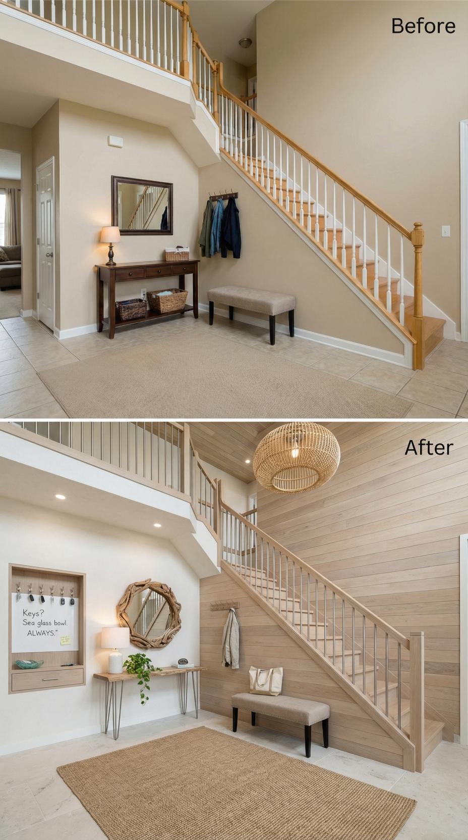 Shiplap, Hairpin Legs, and a Whiteboard Niche for the Chronically Keyless