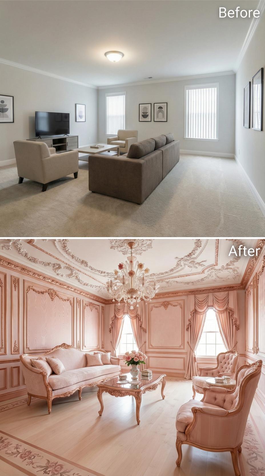 Rococo Plasterwork and Blush Silk Curtains Declared the Builder Box Dead