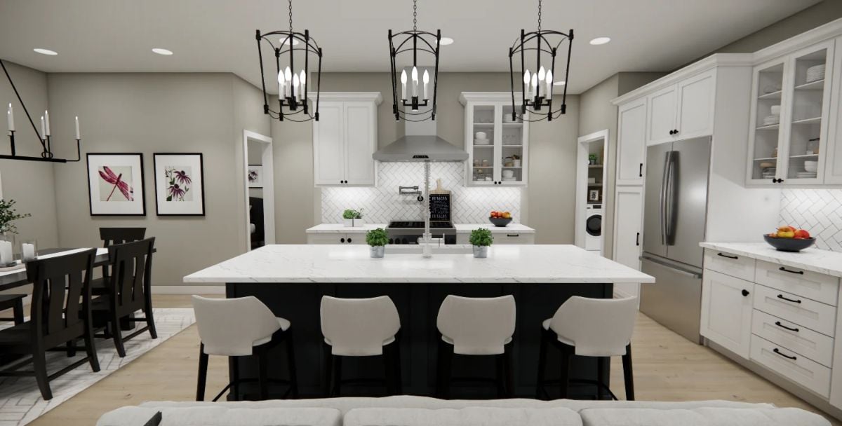 Marble Island, Cage Pendants, and a Kitchen Built for Real Cooking