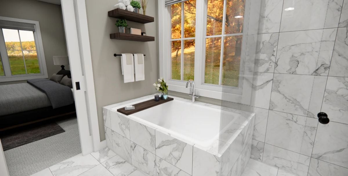 Soaking Tub Gets a Marble Surround and a Window Worth Staying For