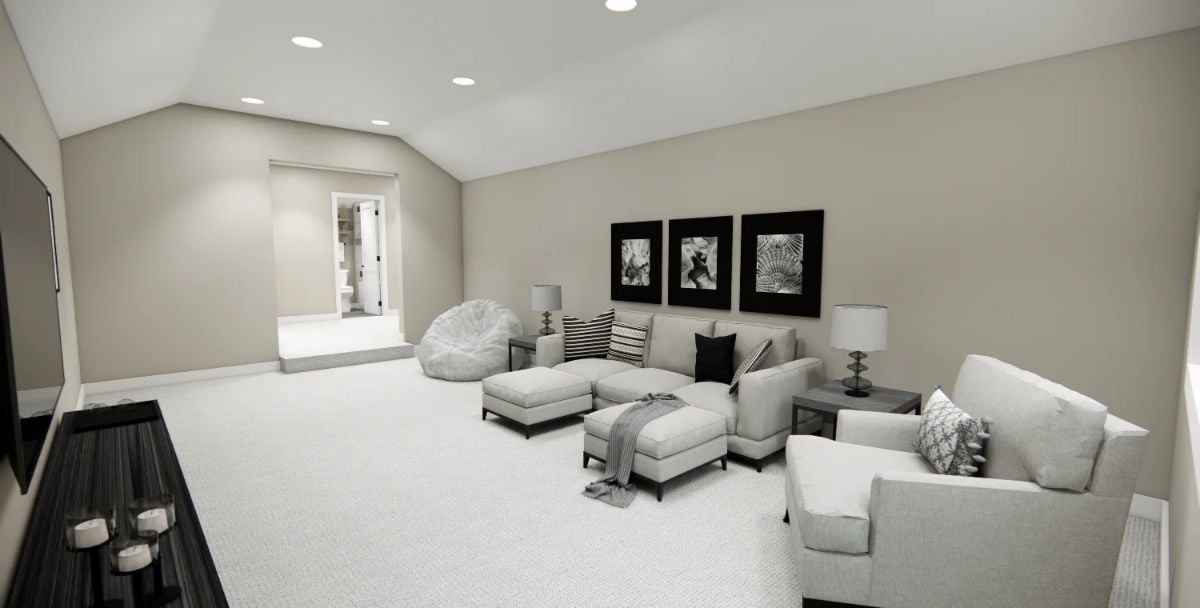 Vaulted Bonus Room Proves Extra Square Footage Deserves Real Furniture