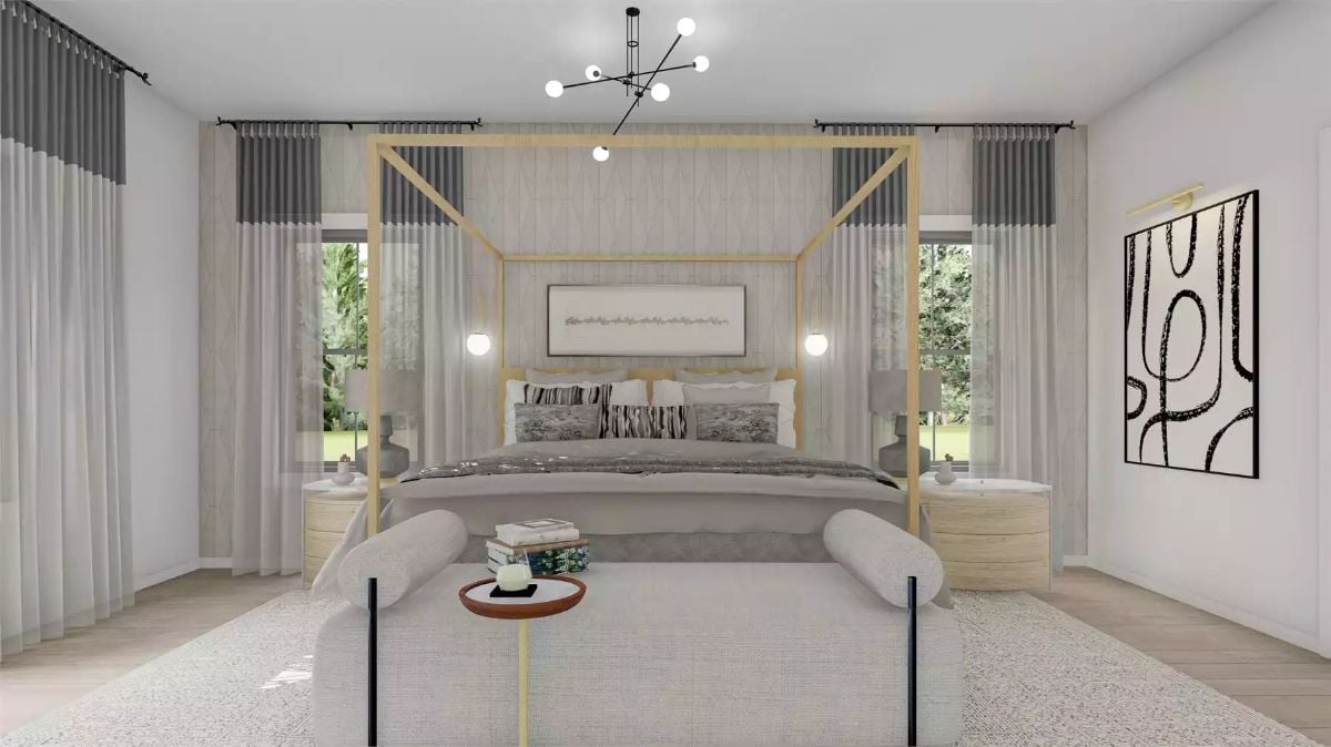 Four-Poster Canopy Bed Defines a Soft, Neutral Master Suite
